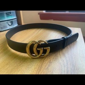 Used leather belt with double G buckle